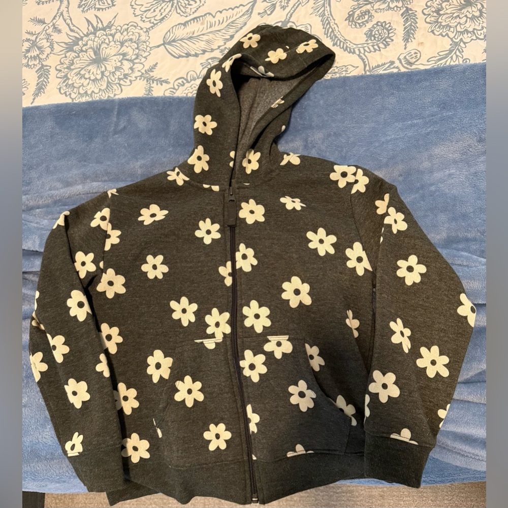 Excellent Condition! Kids Cat & Jack Floral Zip Hoodie-Size Medium